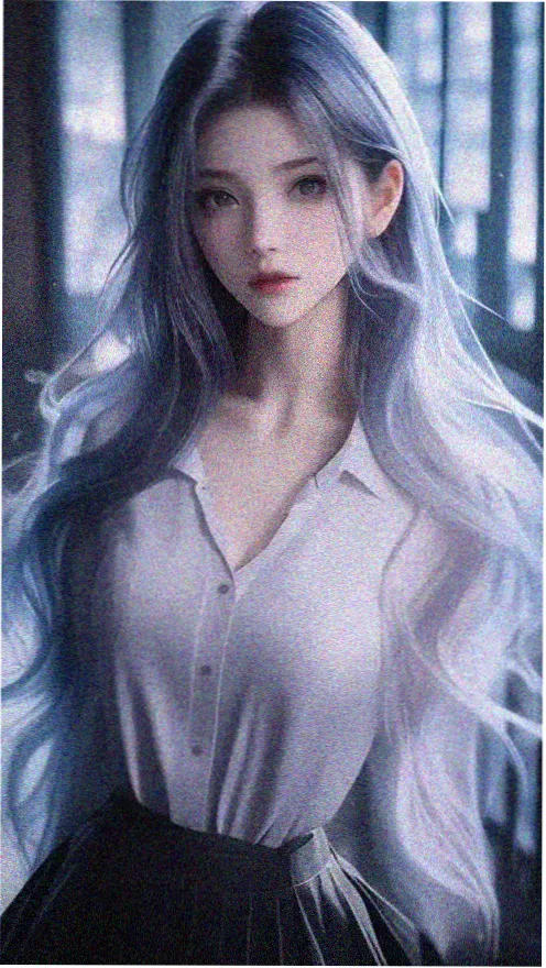 画动漫人物赛博少女霓虹配色厚涂